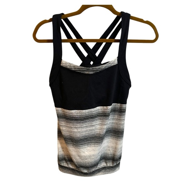 Athleta Black and Gray Striped Racerback Tank Top - Picture 1 of 5